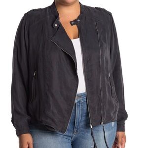 Blank NYC Black Bomber Jacket with Zipper Details